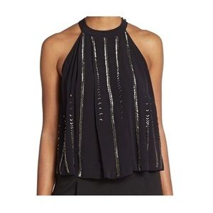 Free People Halter Black Top W/Beads